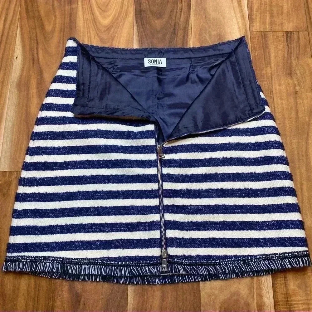 Sonia Rykiel Zip Front Ecru & Navy Mini Skirt 38​​